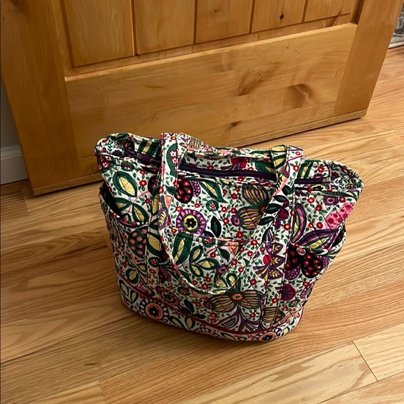 Vera Bradley Handbags - Cream Tote Bag with Floral Pattern and Sturdy Fabric